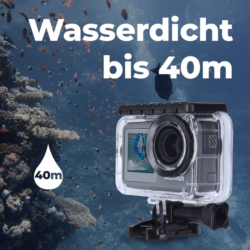 Rollei Action-Cam 9s Plus I 4K 60fps Unterwasserkamera mit Selfie-Display,