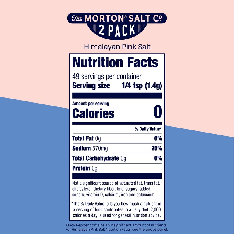 Morton, Himalayan Pink Salt (2.5 Oz) & Black Peppercorn (1.2