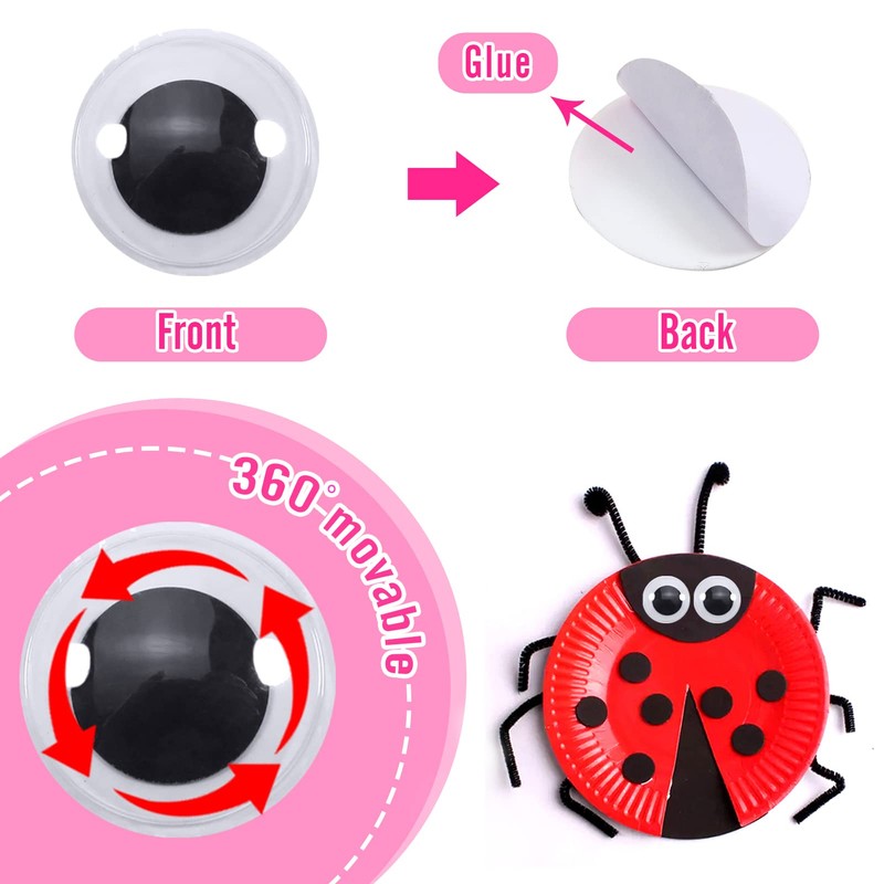 TOAOB 800pcs Black Plastic Googly Wiggle Eyes Self Adhesive Round