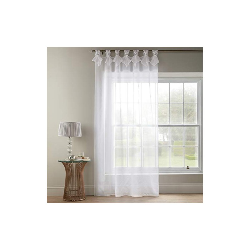 Alan Symonds Tiara Dolly Diamante Tab Top Curtain Panel (White,