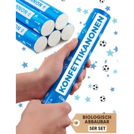 10 Confetti Cannons for Kids Birthday for Boys - with Football and Stars in Blue - Biodegradable FSC® Confetti - Easy and Safe