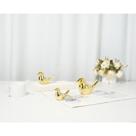 Artconal Bird Statue, 2-Pack 4 inch Shiny Gold Accent Knick Knacks Gifts, for Home Office Shelf Desk Coffee Table Decoration