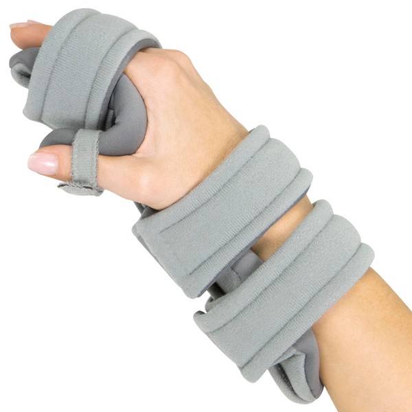 Vive Hand Splint Immobilizer Wrist Finger Brace Thumb Stabilizer Arthritis Tendonitis Carpal Tunnel Pain Fracture (Right (Large) Grey)