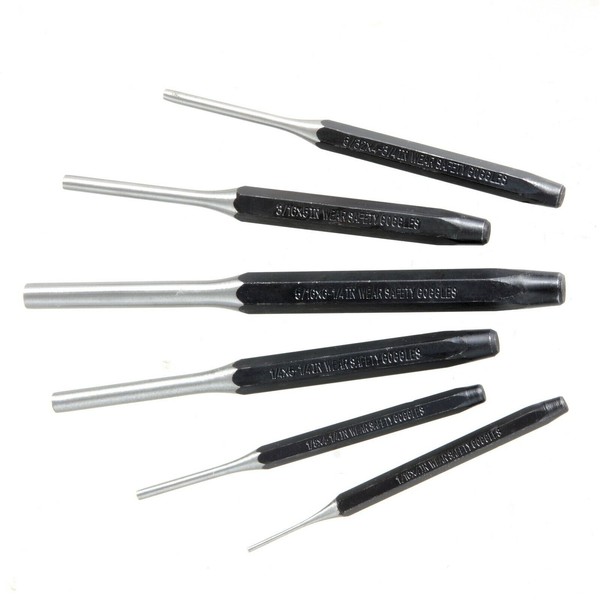Hyper Tough 6 Piece Pin Punch Set - Pins Rivets