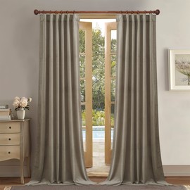 StangH Camel Beige Light Blocking Velvet Curtains Extra Long for High Ceiling, Rustic Decor Tall Window Treatment Winter Chill Blocking Sound Dampening for Villa, W52x L144, 2 Panels
