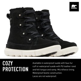 Sorel Women's Explorer Next Joan Waterproof Boots - Black, Fawn - Size 9.5