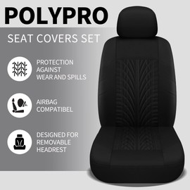 VarCozy Car Seat Covers Front Pair,Universal Cloth Front Seat Covers for Car,Breathable and Washable Seat Covers for SUV, Sedan, Van, Automotive Interior Covers, Airbag Compatible, Black