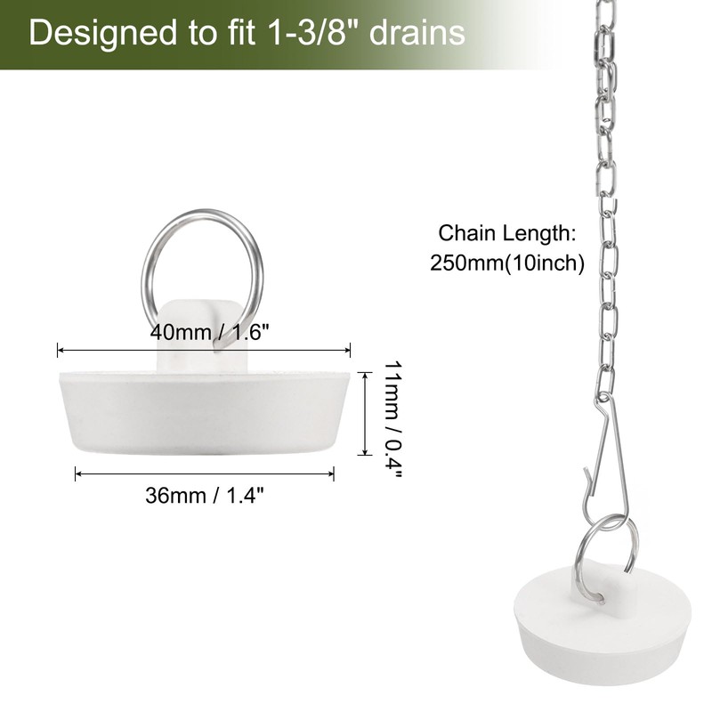 sourcing map 2Pcs Tub Stoppers, Rubber Bathtub Stoppers 38-39mm Kitchen
