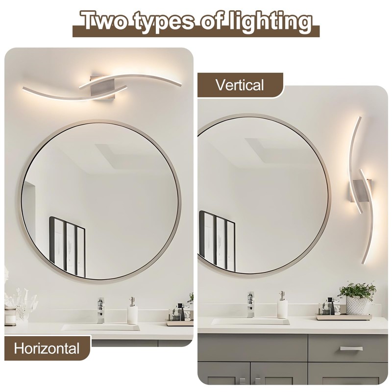 Sovinzert Hardwired 3000~6000K Modern Wall Sconce, 31.5IN Silver LED Wall