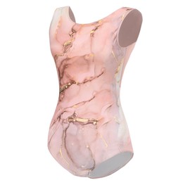 Lanbodance Girls and Women's Tank Leotards for Ballet Dance Gymnastics Bodysuit, Sky/Gloden, Large