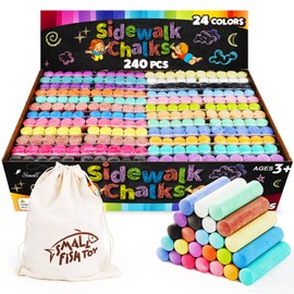 240PCS Washable Sidewalk Chalks, 24 Colors Jumbo Chalk for Kids, Non-Toxic Sidewalk Chalk Bulk for Toddler, Dustless Outdoor Chalk Giant Box Chalkboard Chalk for Party Favor Playground, Great for Kids