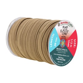 Mandala Crafts 12mm 20 Yds Roll of Dark Khaki Elastic Bands 1/2 Flat Elastics Cord - 1 2 Inch Braided Stretch Straps for Sewing and Crafting