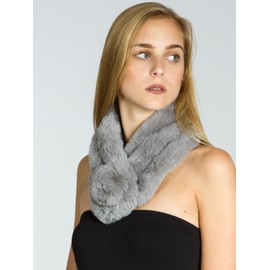 Caspar SC478 Women's Faux Fur Scarf Fur Collar Fur Collar, gray