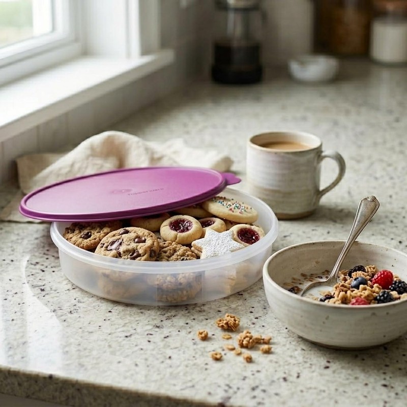 Tupperware 12" Round Container with Seal (Raddish)