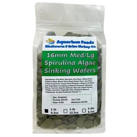 Aquatic Foods Inc. 16mm - 5/8" Medium/Large Sinking Wafers of Algae, Spirulina, Veggies for All Tropical Fish, African Cichlids, Shrimp, Snails, Crabs, Catfish, Plecos..…1-lb 0.3oz Clear Bag