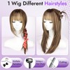 Eawwii Wig with Bangs for Women Brown Blonde Highlight Straight