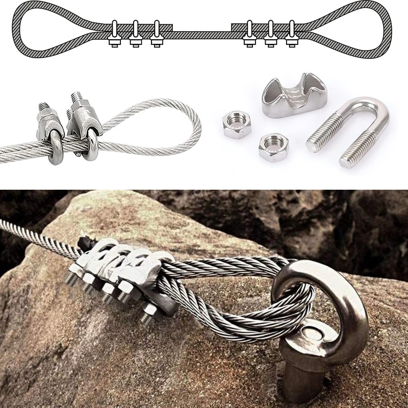 Bailinks 10 Pcs Wire Rope Clamp M4, 304 Stainless Steel