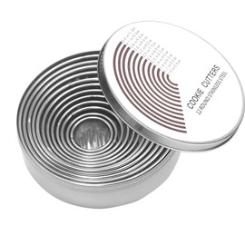 12 Pieces Round Cookie Cutters Set Circle Pastry Cutters Stainless Steel Circle Biscuit Pastry Cutters for Baking 1.2 Inch Height (Round Edge, 12Pcs(1-4.5inch))