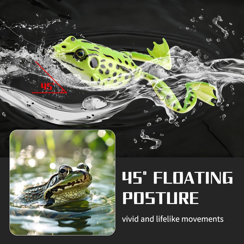 Weedless Topwater Frog Lures - 5PCS Hollow Body Frog Lures