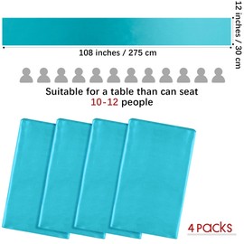 Aneco 4 Pack Satin Table Runner 12 x 108 Inch Teal Long Bright Silk and Smooth Fabric Party Table Runner for Wedding Banquet Party Decoration