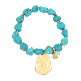 Robert Lee Morris Soho Womens Textured Charm Turquoise Stretch Bracelet