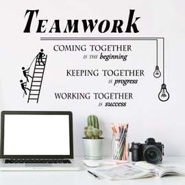 PLIGREAT Teamwork Inspirational Quotes Wall Stickers, Removable Vinyl Peel and Stick Wall Decals for Office Company Sports Team Gym Room Wall Decorations Home Indoor Wall Art Decor