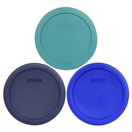 Pyrex 7201-PC 4 Cup (1) Blue (1) Turquoise (1) Cobalt Round Storage Lids 3Pk New
