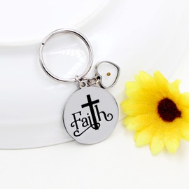 Uloveido Faith Cross Keychain with A Heart-Shaped Mustard Seed Charms Christian Keyring Stainless Steel for Men Y2257 (Heart)