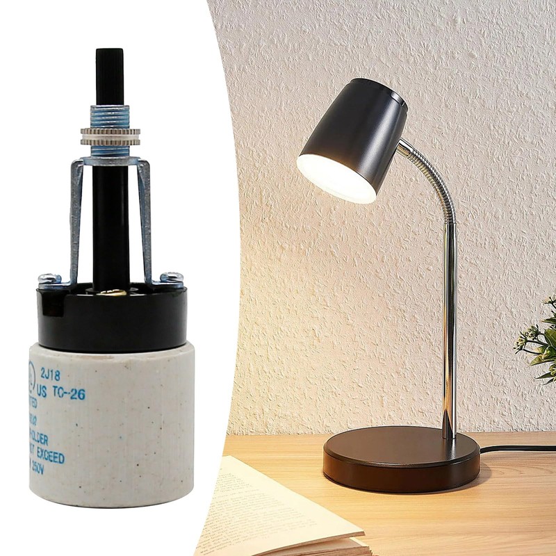 Zreneyfex E26 Universal Ceramic Light Socket with Rotary Switch 250V