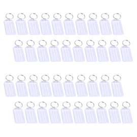 Gotetiso Pack of 40 Key Fobs, Plastic, Writeable White Key Fob for Labelling, Key Signs, Window, Luggage Label with Split Ring