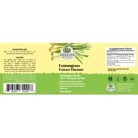 Amazing Botanicals Lemongrass Tincture C Organic Cymbopogon Citratus Extract Liquid C Natural Herbal Supplement for Wellness C 60ml (2oz)