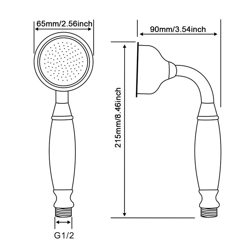 Wussh Bathroom Classic Traditional Brass Telephone Hand Shower Head Polished