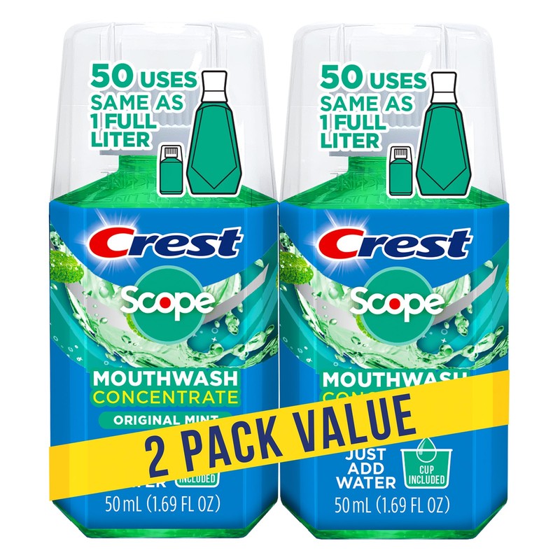 Crest Scope Original Mint Mouthwash Concentrate, 50Ml, 2Ct