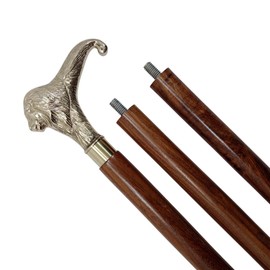 Premium Wooden Designer Handmade Brass Lion Head Handle Brown Walking Stick, 36" Antique Finish Polished Cane for Men, Women, Elderly People Cane, Easy to Walk