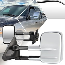 [Pair] Power Adjusted Tow Towing Mirrors Side Mirrors Compatible with 97-04 Ford F150 F250,Chrome