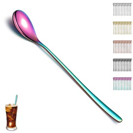 Evanda Rainbow Latte Macchiato Spoon Set of 12 Pieces, Titanium Plating Rainbow Stainless Steel Tea Spoon, Stirring Bar Spoon, Coffee Spoon, Ice Cream Spoon, Cocktail Spoon