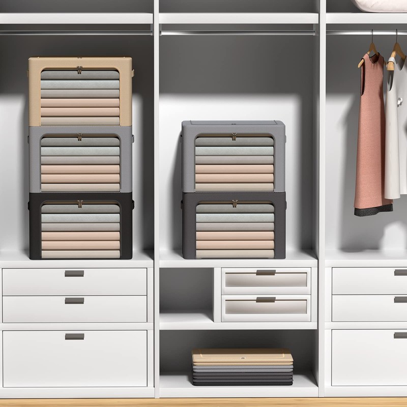 3Pack Frame Storage Box - Clothes Storage Bin Bags Oxford