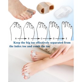 PGRODE Bunion Toe Separators Gel Bunion Corrector Soft Big Toe Spacers for Feet Women Men Toe Correct, Elasticity Hammer Toe Straightener with 2 Loops (2 Nylon+2Gel)