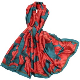 FAIRYGATE Large Silk Scarves Women's Scarf Elegant Silk Scarf Hair Large Long Neckerchief Silk Scarf Gift for Women, D82028