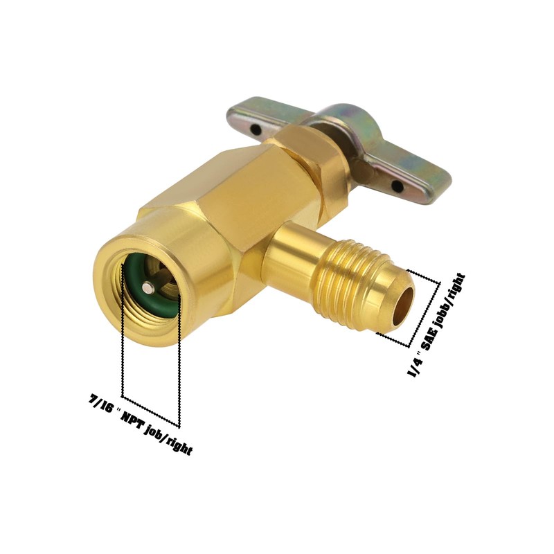 YINETTECH R600a Refrigerant Valve Bottle Opener Brass 7/16" Female Thread