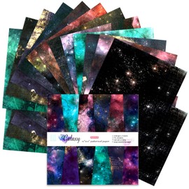 BLEDS Scrapbook Paper, 24 Sheets Craft Scrapbooking Paper Pad 12x12 Inch Galaxy Pattern Single-Side Printing Cardstock Paper Supplies for Crafting Card Making Decorative Background Art Abum