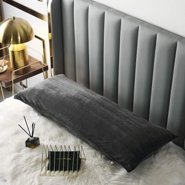 uwkcy Velvet Body Pillow Cover/Case with Hidden Zipper,Flannel Zippered Warm Body Pillowcase (Charcoal Grey, 20x54 inch/51x13cm,1-Piece)