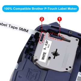 MarkField Compatible Brother P-touch M Tapes 9 mm x 8 m Label Tape M-K221 M-K121 M-K421 M-K521 M-K621 M-K721, Compatible with Brother PT-90 PT-M95 PT-80 PT-65 PT-85 PT-75 PT-100 PT-110, 9 mm x 8 mm m