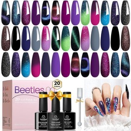 Beetles Fall Gel Nail Polish Set Soak Off UV LED Nail Gel for Autumn Winter Manicure Nail Art Gifts for Women Long-Lasting Gel Polish:_20 Colors 5ml Cosmic Mirage