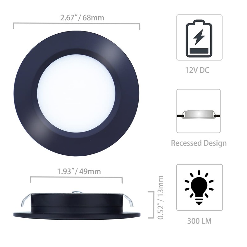 Hoysum 12 Pack 12volt Recessed Lights for RV Interior 2.6