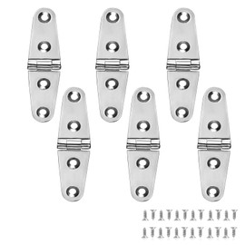 ODYSUNRAL Boat Strap Hinges, Marine Hinges, 4 inch x 1 inch (102mm X 26 mm), Stainless Steel Hinges, 316 Stainless Steel with Screws (6 PCS)