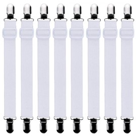 Bed Sheet Clips, Anti-Slip Clips, Duvet Fasteners, Set of 8, Adjustable, Anti-Slip, Elastic Bands, Bed & Sofa, Corner Fasteners, Futon Clips, Slip Down Clips, Sheet Fasteners, Comforter Fixers