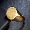 Joliernelle Compass Ring Gold for Men Stainless Steel Engraved Ring