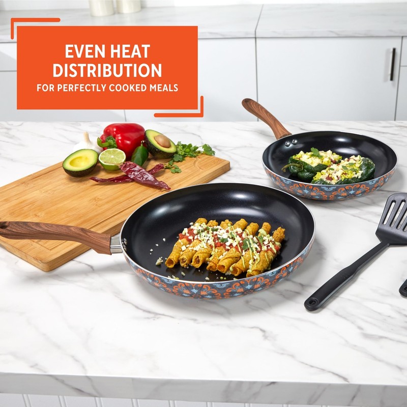 IMUSA Nonstick Ceramic Cookware Set 4-Piece 8in/10in with Soft-Touch Handles,