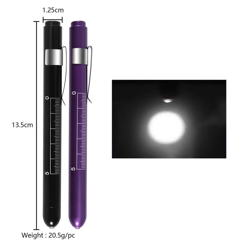 ALMOCN 2 Pack Pen Light,Nurse Medical Reusable LED Penlight White